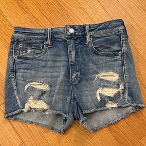 American Eagle Outfitters Blue Distressed Jean Shorts